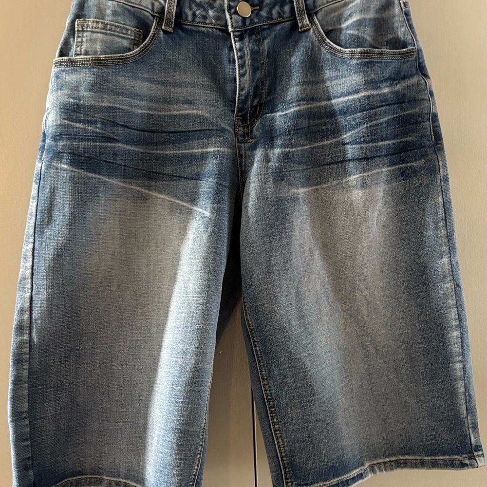 Women’s New Flamingal Bermuda Blue Denim Shorts